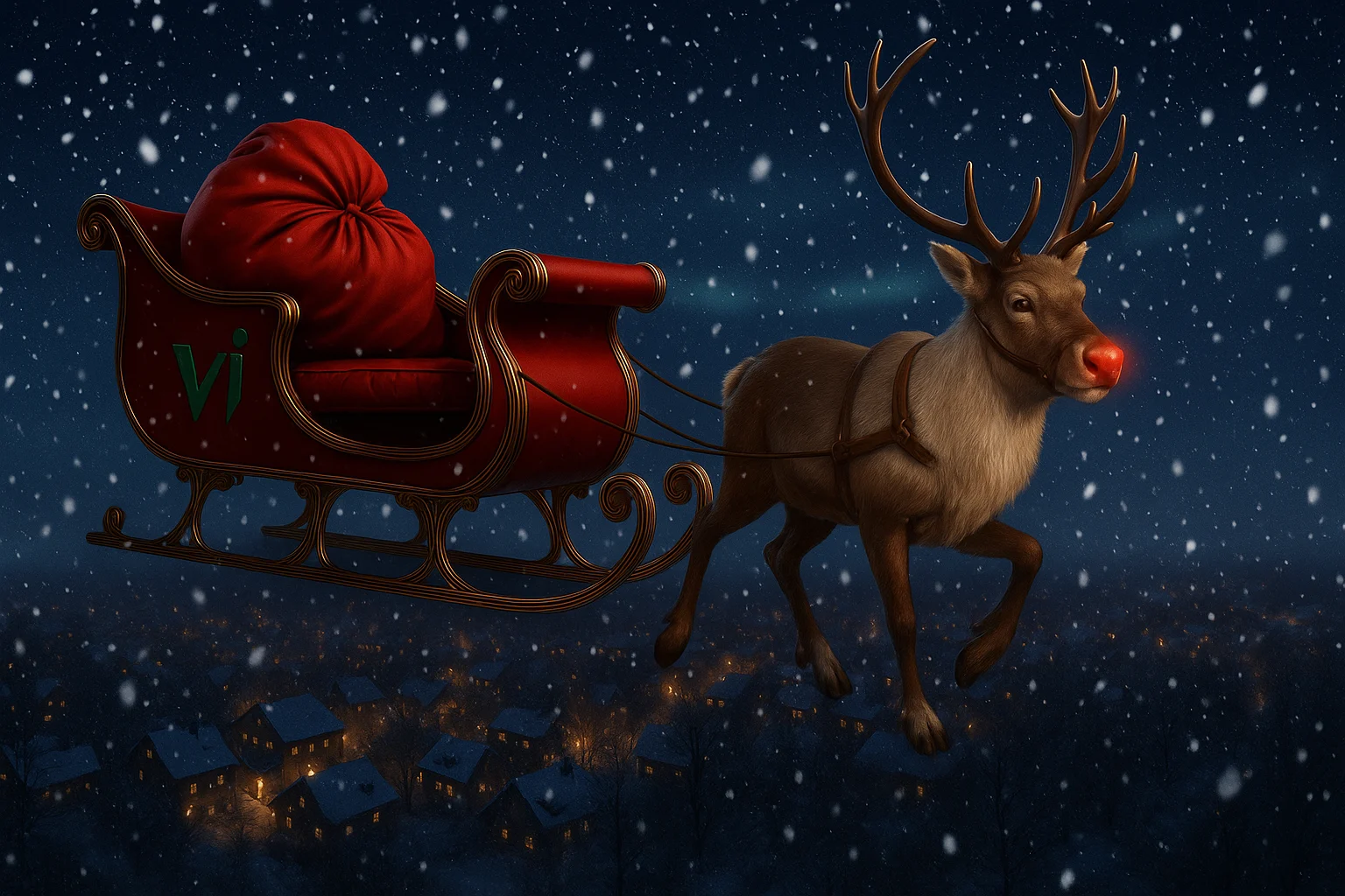 Rudolf med kane og VI logo